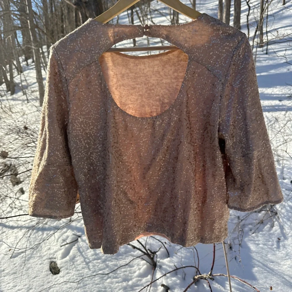 Anthropologie Gold Sequin Blouse - Picture 9 of 9